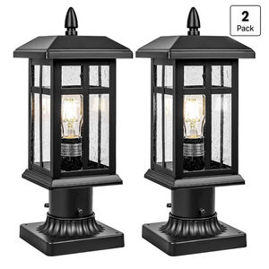 Brilvibera 2 Pack Outdoor Post Light Electric, Black Pole Lantern